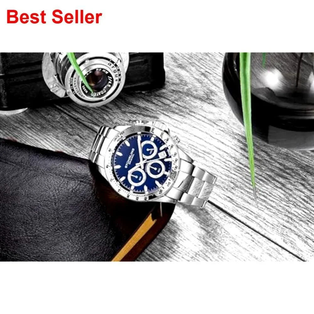 Men's Chronograph Watch Stainless Steel Bracelet Water Resistant 100M